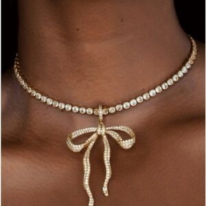 Ettika NEW Gold Pave Bow Tennis Necklace